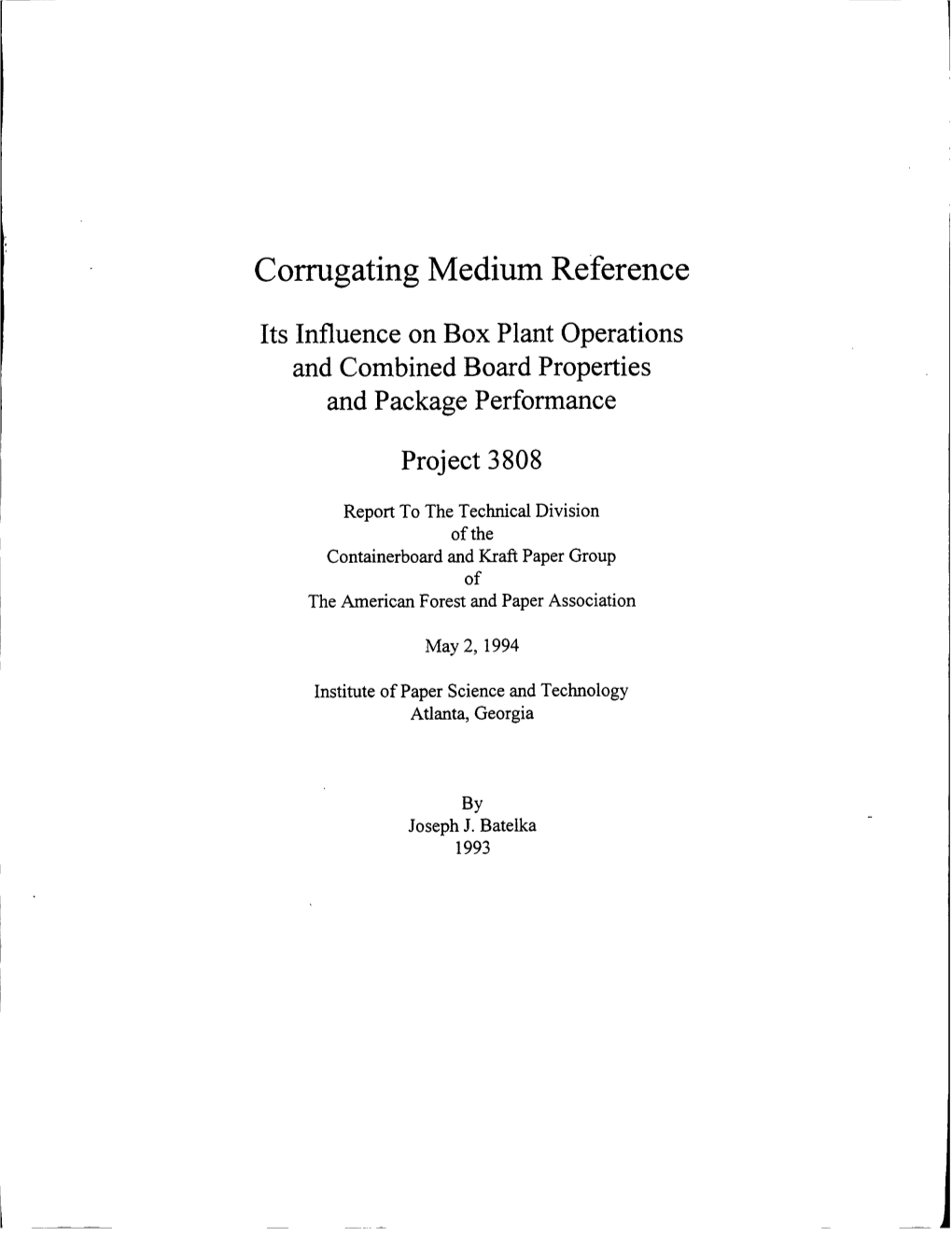 Corrugating Medium Reference