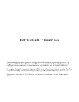 Bobby Schilling (I L-17) Research Book