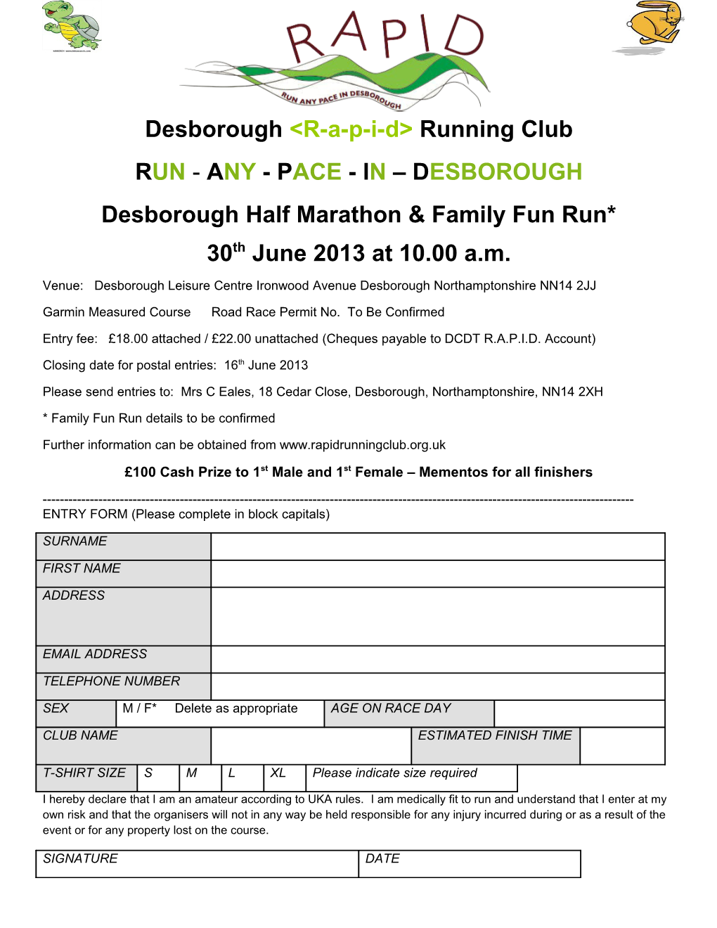 Desborough <R-A-P-I-D> Running Club