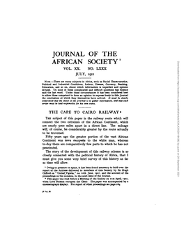 JOURNAL of the AFRICAN SOCIETY1 Downloaded from by Guest on 29 September 2021 VOL