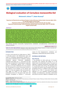 Biological Evaluation of Cornulaca Monacantha Del