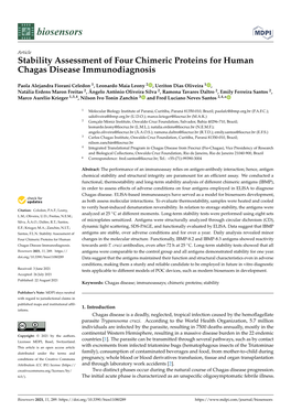 Stability Assessment of Four Chimeric Proteins for Human Chagas Disease Immunodiagnosis