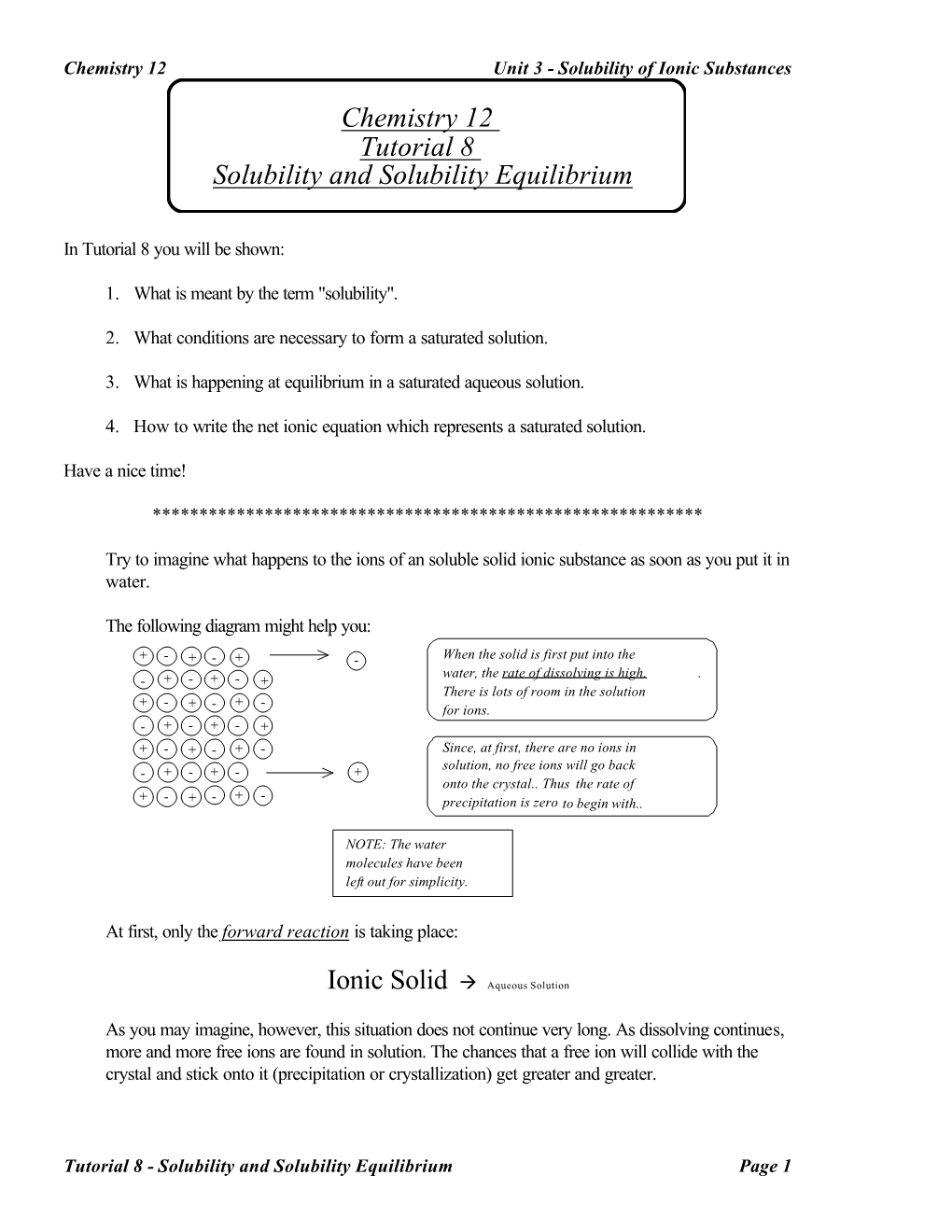 Chemistry 12 Tutorial 8 Solubility And Solubility Equilibrium - DocsLib