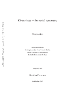 K3-Surfaces with Special Symmetry