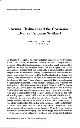 Thomas Chalmers and the Communal Ideal in Victorian Scotland