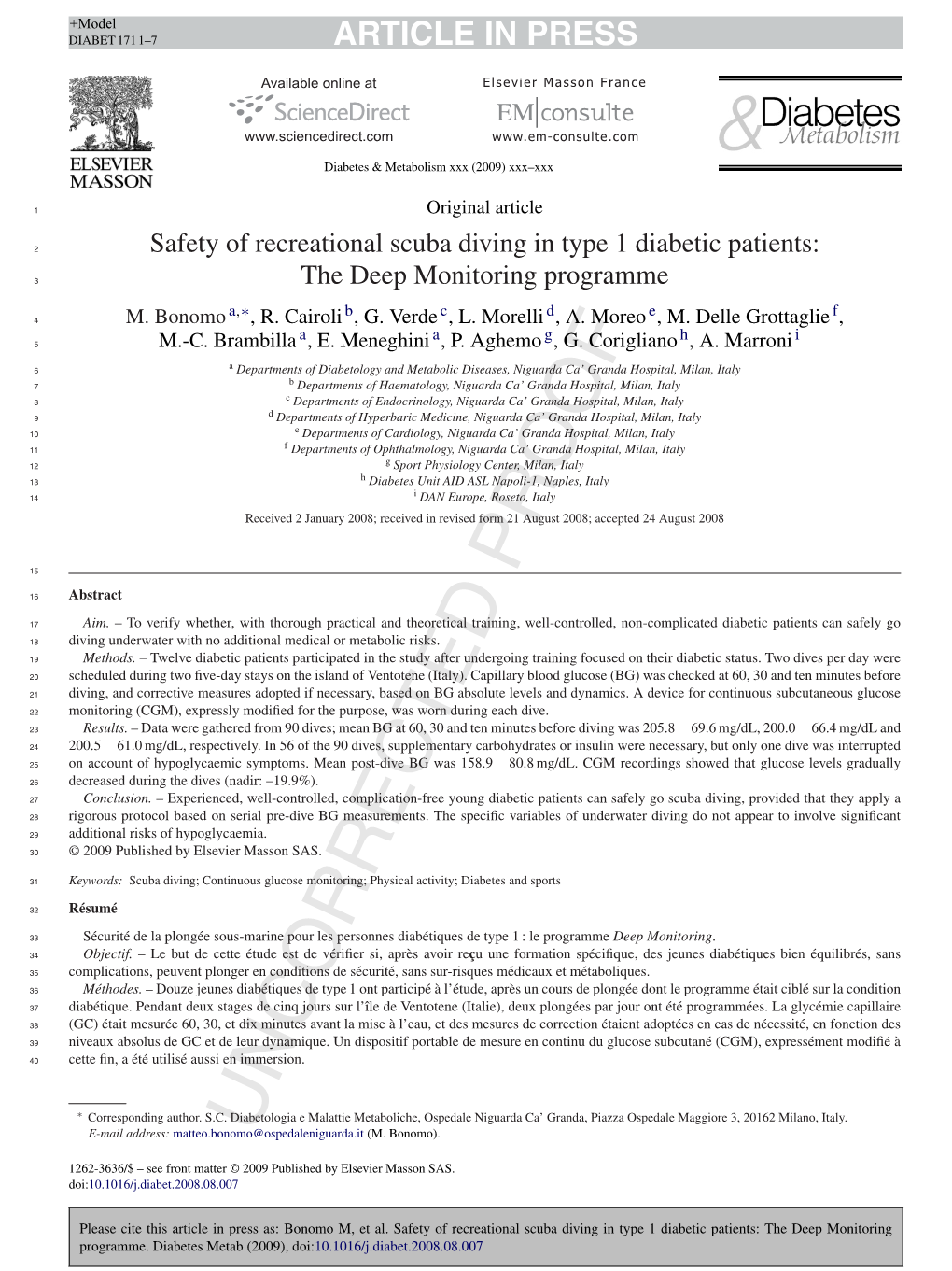 Safety of Recreational Scuba Diving in Type 1 Diabetic Patients