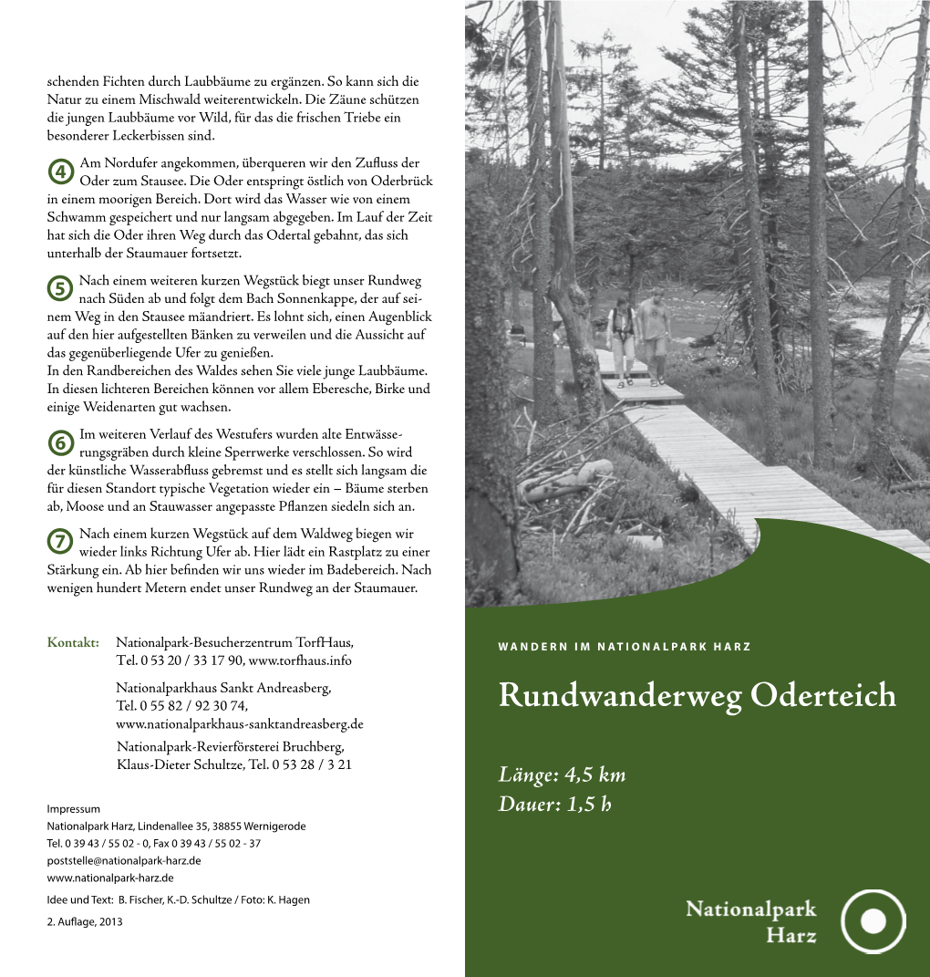 Rundwanderweg Oderteich Nationalpark-Revierförsterei Bruchberg, Klaus-Dieter Schultze, Tel