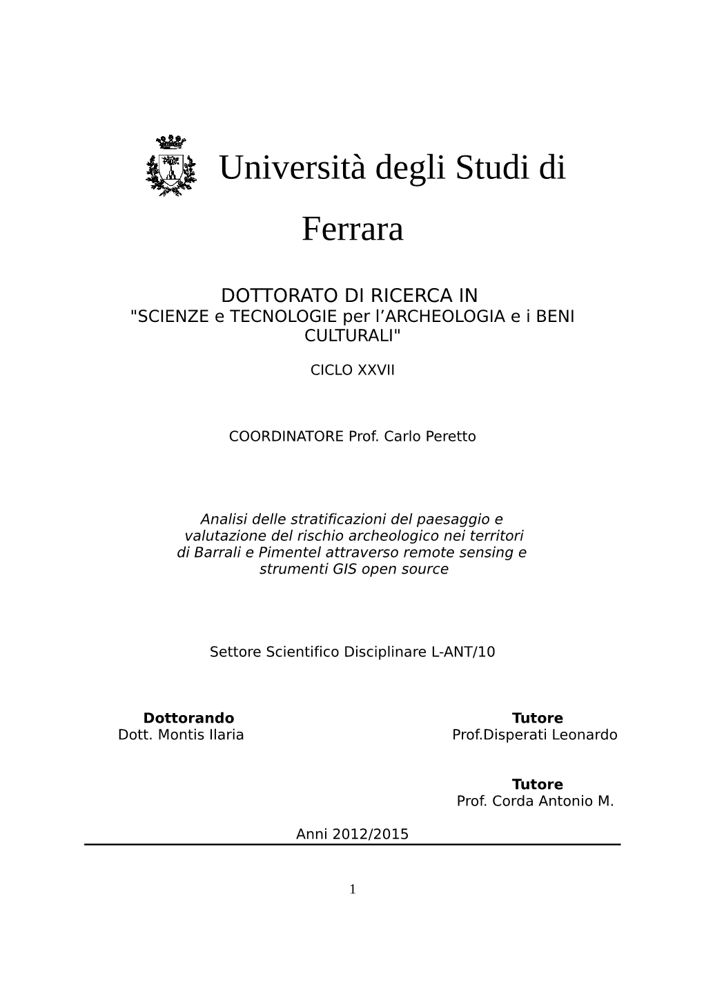 Università Degli Studi Di Ferrara