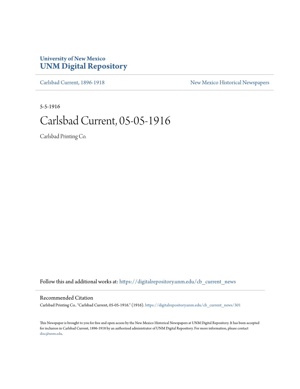 Carlsbad Current, 05-05-1916 Carlsbad Printing Co