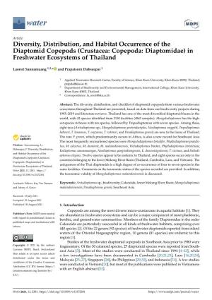 Diversity, Distribution, and Habitat Occurrence of the Diaptomid Copepods (Crustacea: Copepoda: Diaptomidae) in Freshwater Ecosystems of Thailand