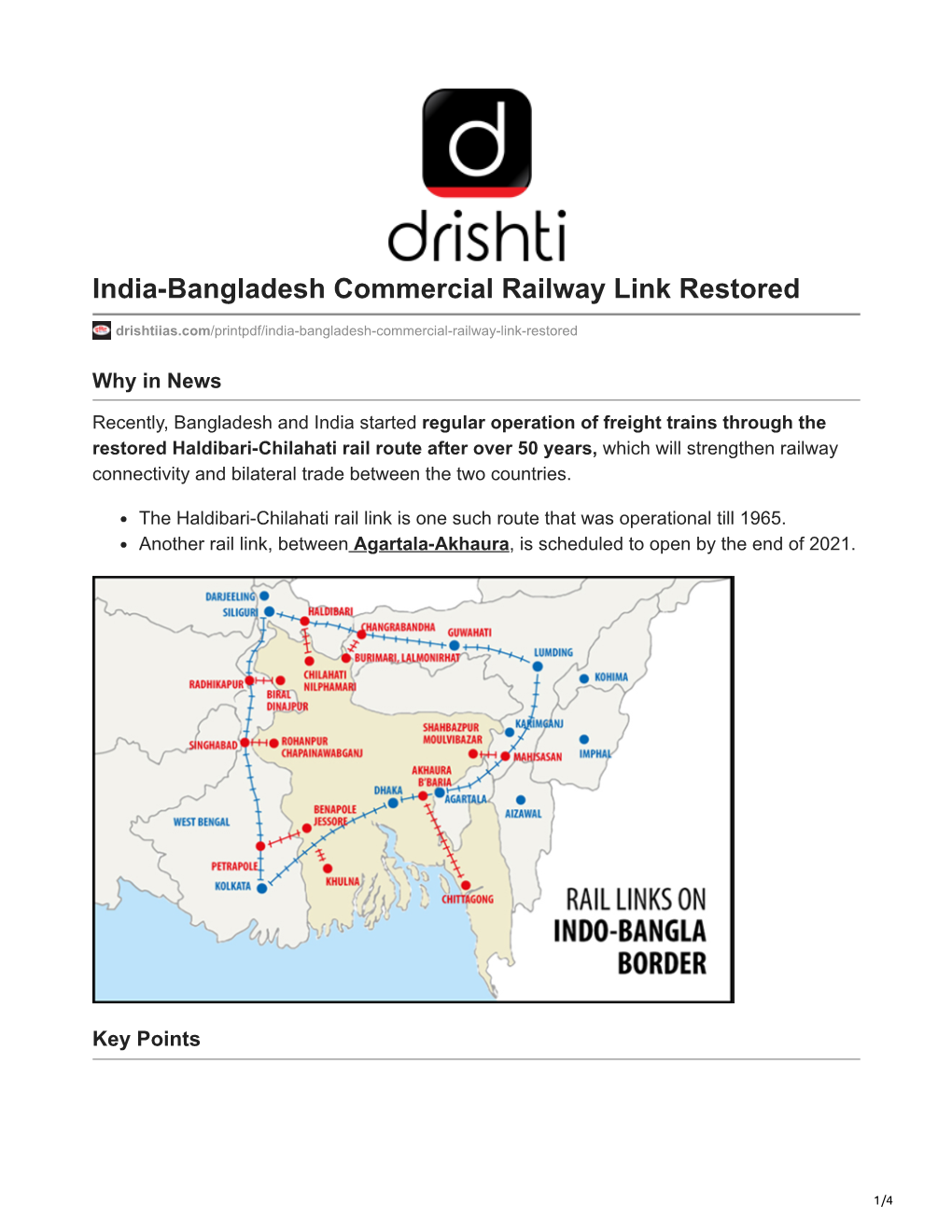 India-Bangladesh Commercial Railway Link Restored