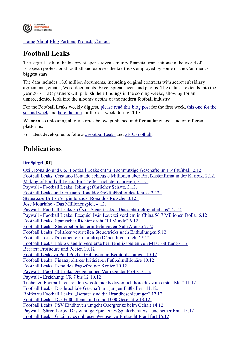 Football Leaks Publications