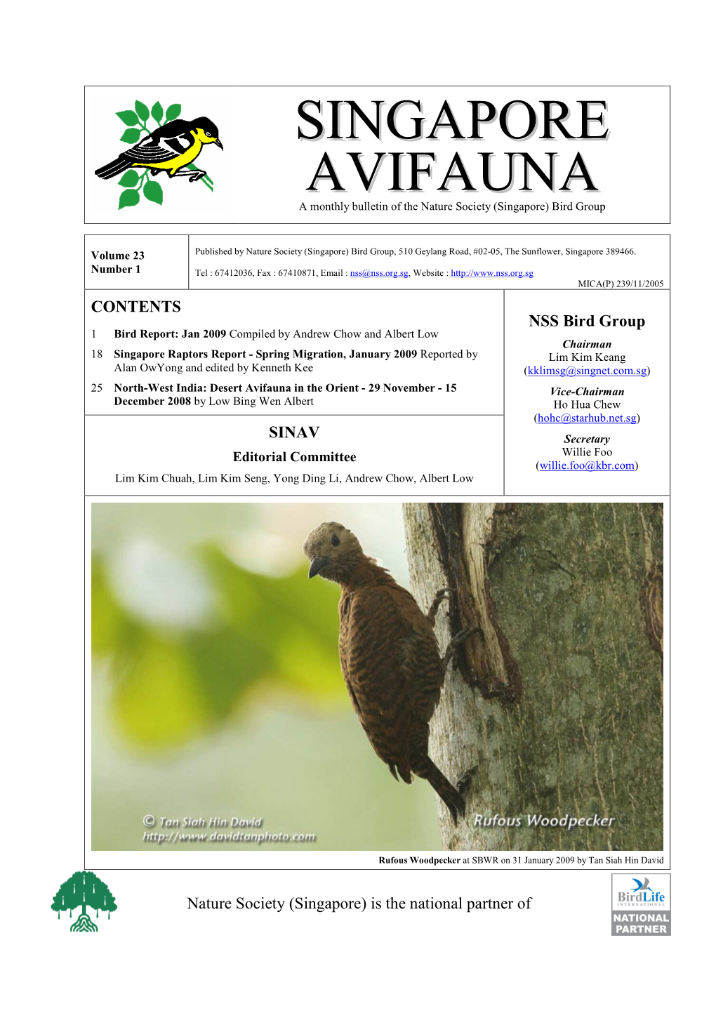 Singapore Avifauna Volume 23 No 1 ______