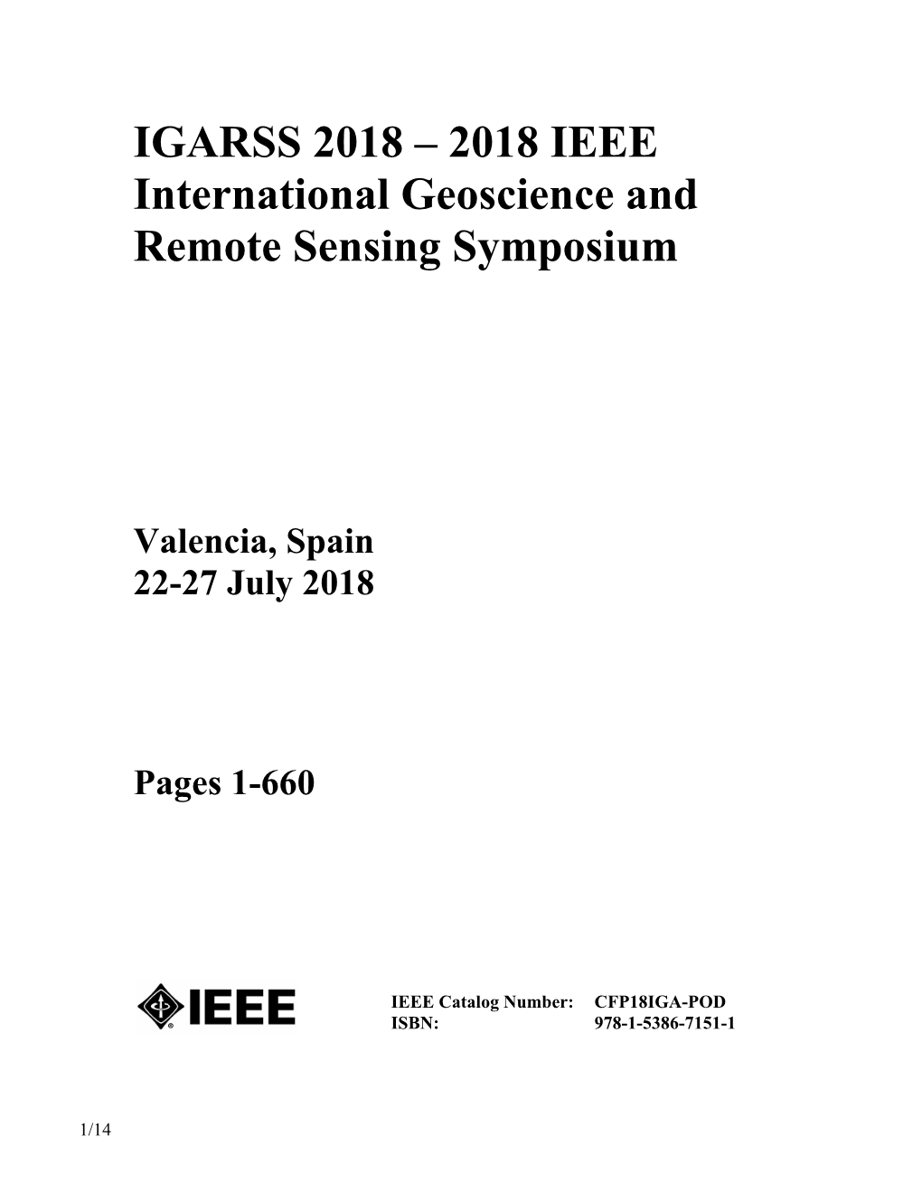 IGARSS 2018 – 2018 IEEE International Geoscience and Remote Sensing Symposium