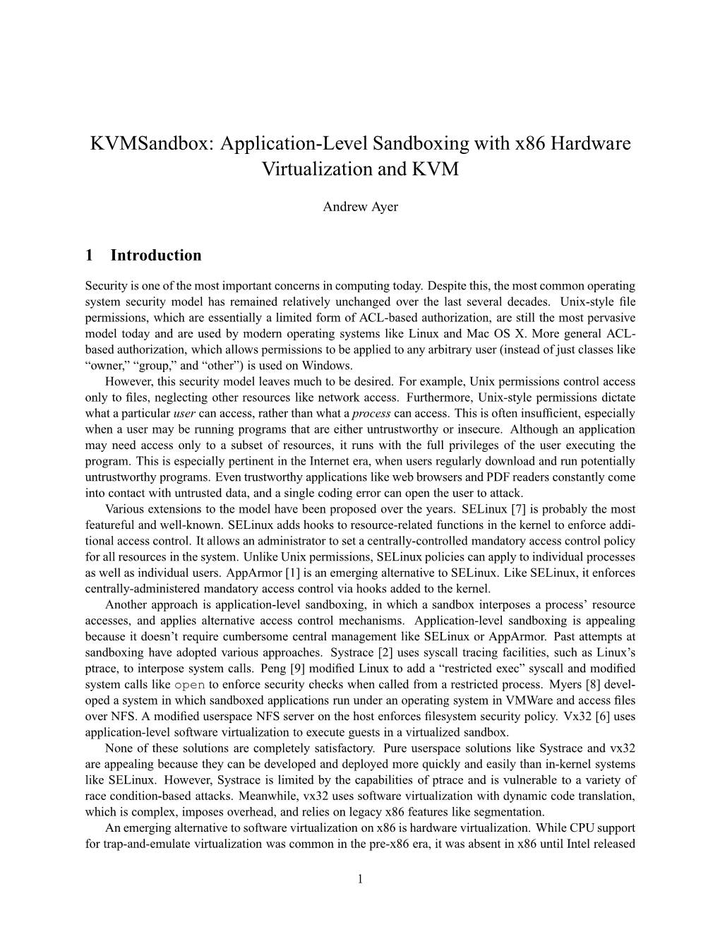 Application-Level Sandboxing with X86 Hardware Virtualization and KVM