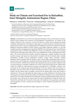 Study on Climate and Grassland Fire in Hulunbuir, Inner Mongolia Autonomous Region, China