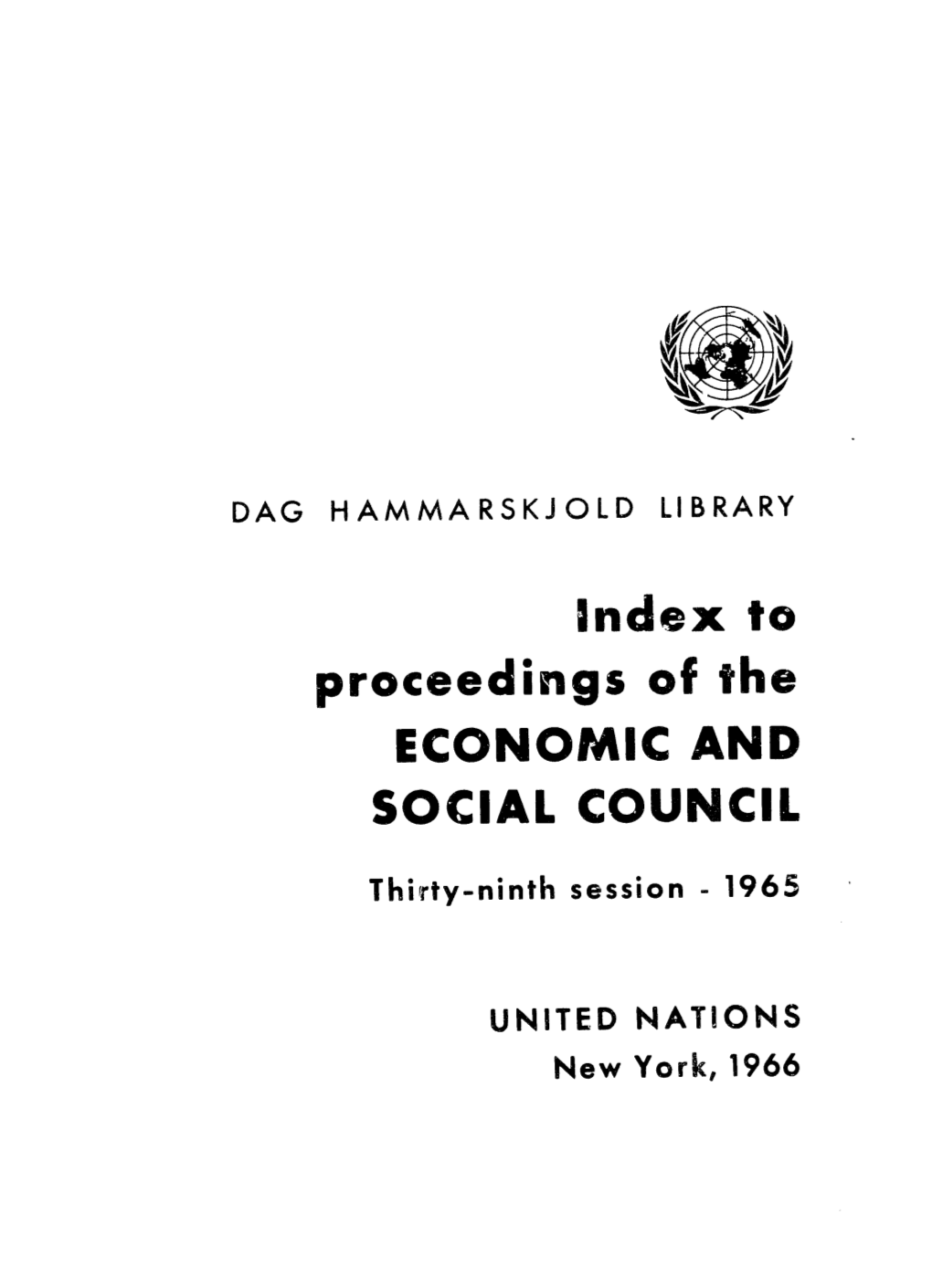 Index to Proceedings of the Economic and Social Council, 1965