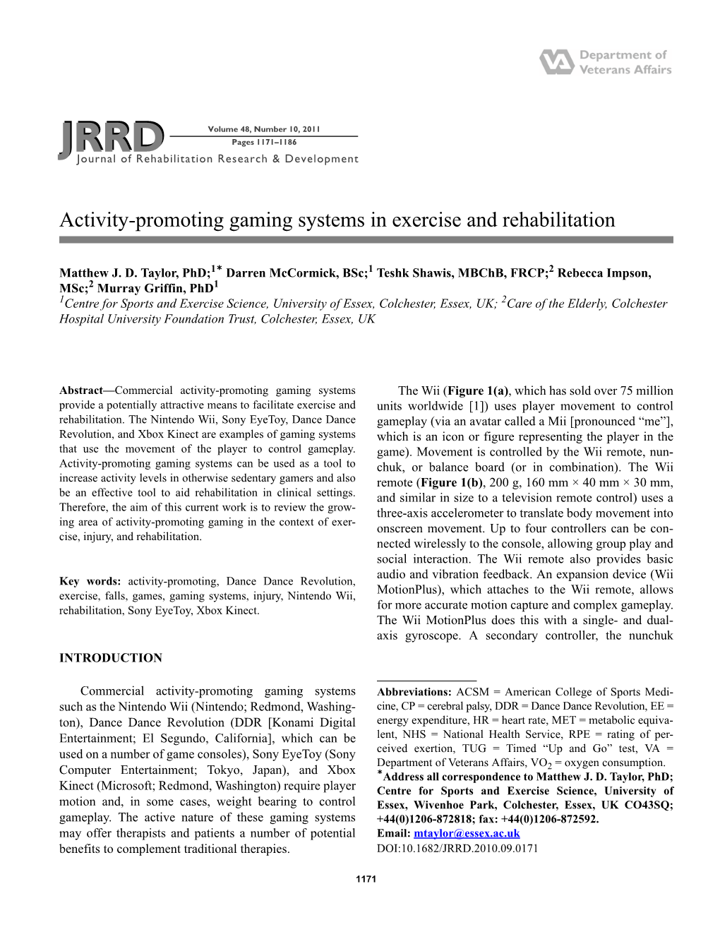 JRRD Volume 48, Number 10, 2011
