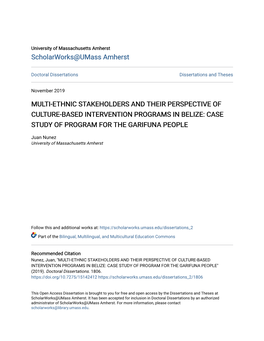 Multi-Ethnic Stakeholders and Their Perspective of Culture-Based Intervention Programs in Belize: Case Study of Program for the Garifuna People