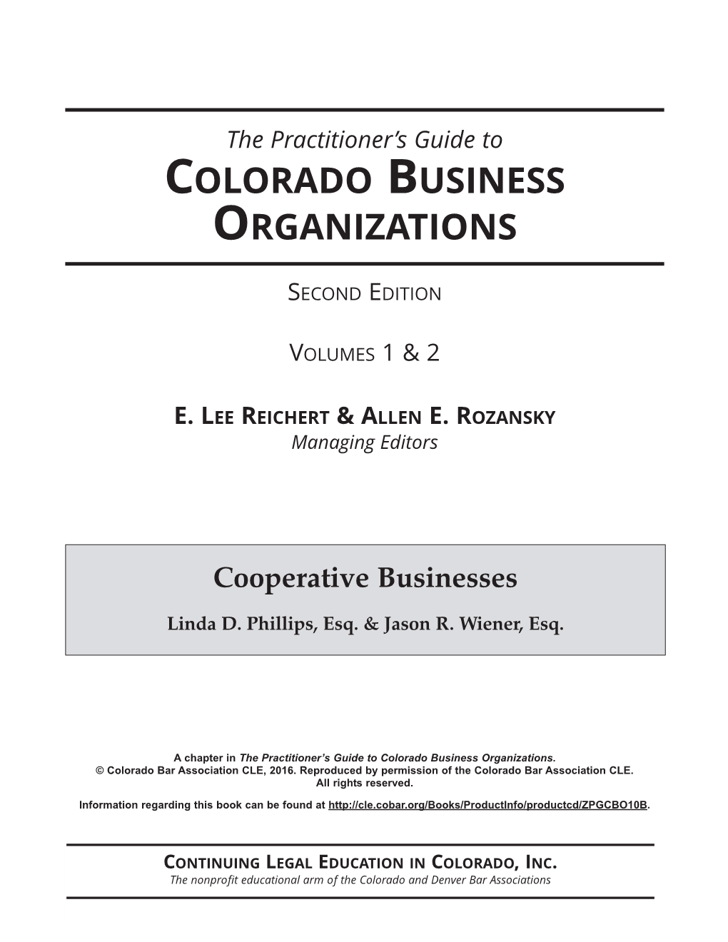 Colorado Business Organizations