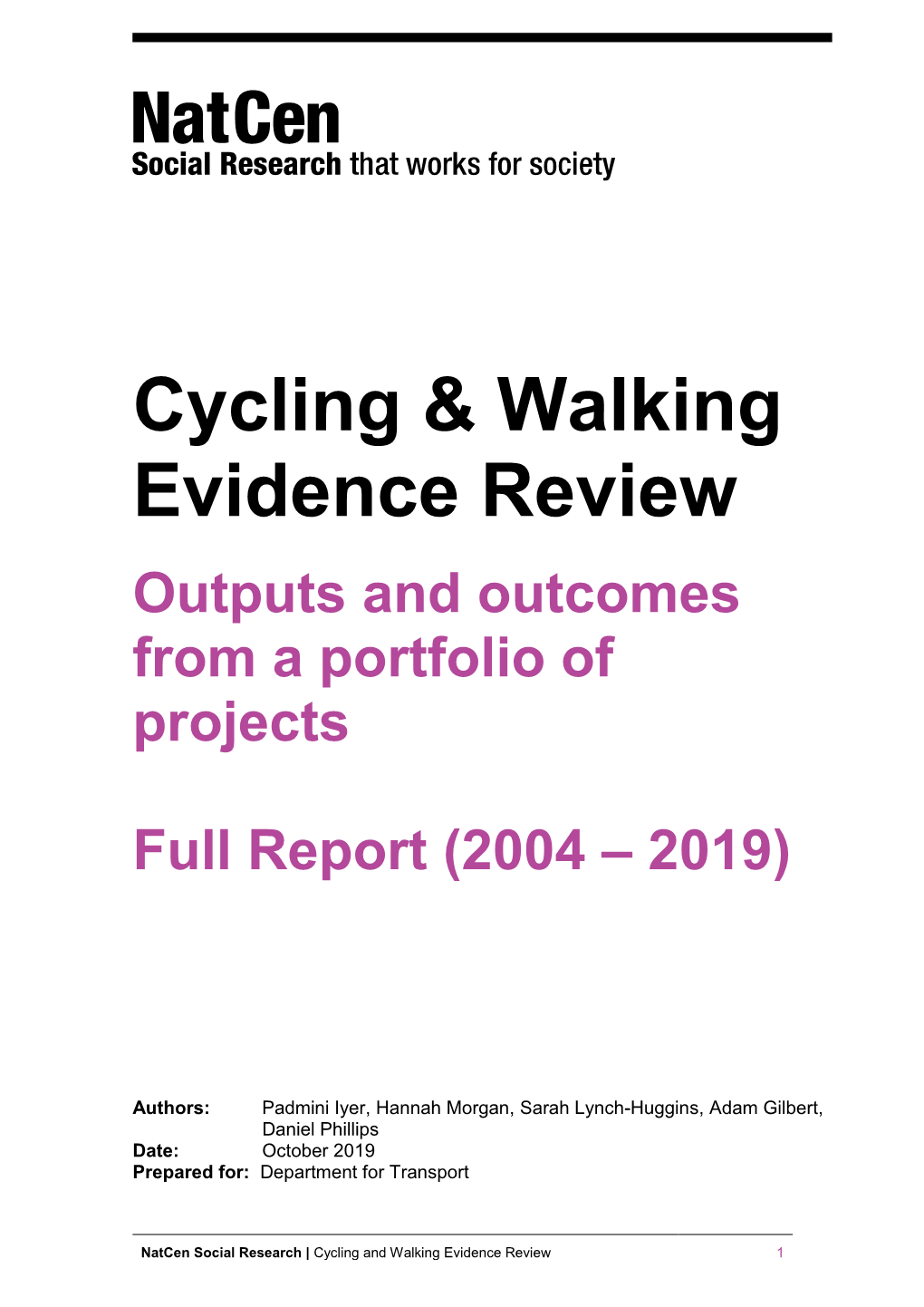 Cycling and Walking Evidence Review 1