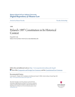 Poland's 1997 Constitution in Its Historical Context Daniel H