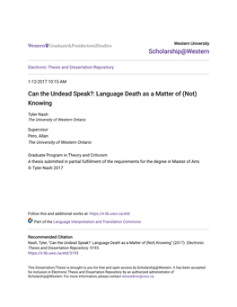 Can the Undead Speak?: Language Death As a Matter of (Not) Knowing