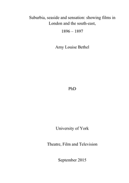 Suburbia, Seaside and Sensation: Showing Films in London and the South-East, 1896 – 1897