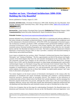 Souther on Love, 'Cleveland Architecture 1890–1930: Building the City Beautiful'