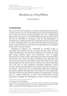 Herodotus As a Travel Writer