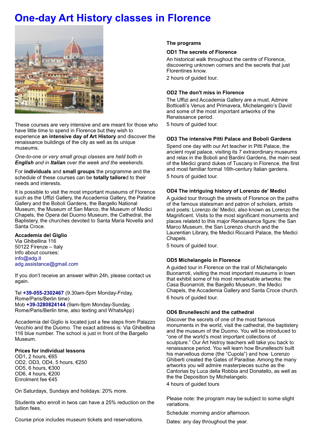 One-Day Art History Classes in Florence