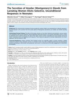 The Secretion of Areolar (Montgomery’S) Glands from Lactating Women Elicits Selective, Unconditional Responses in Neonates