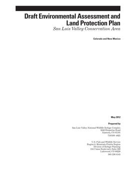 San Luis Valley Conservation Area EA and LPP Draft