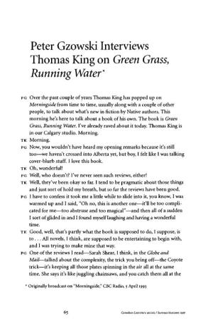 Peter Gzowski Interviews Thomas King on Green Grass, Running Water