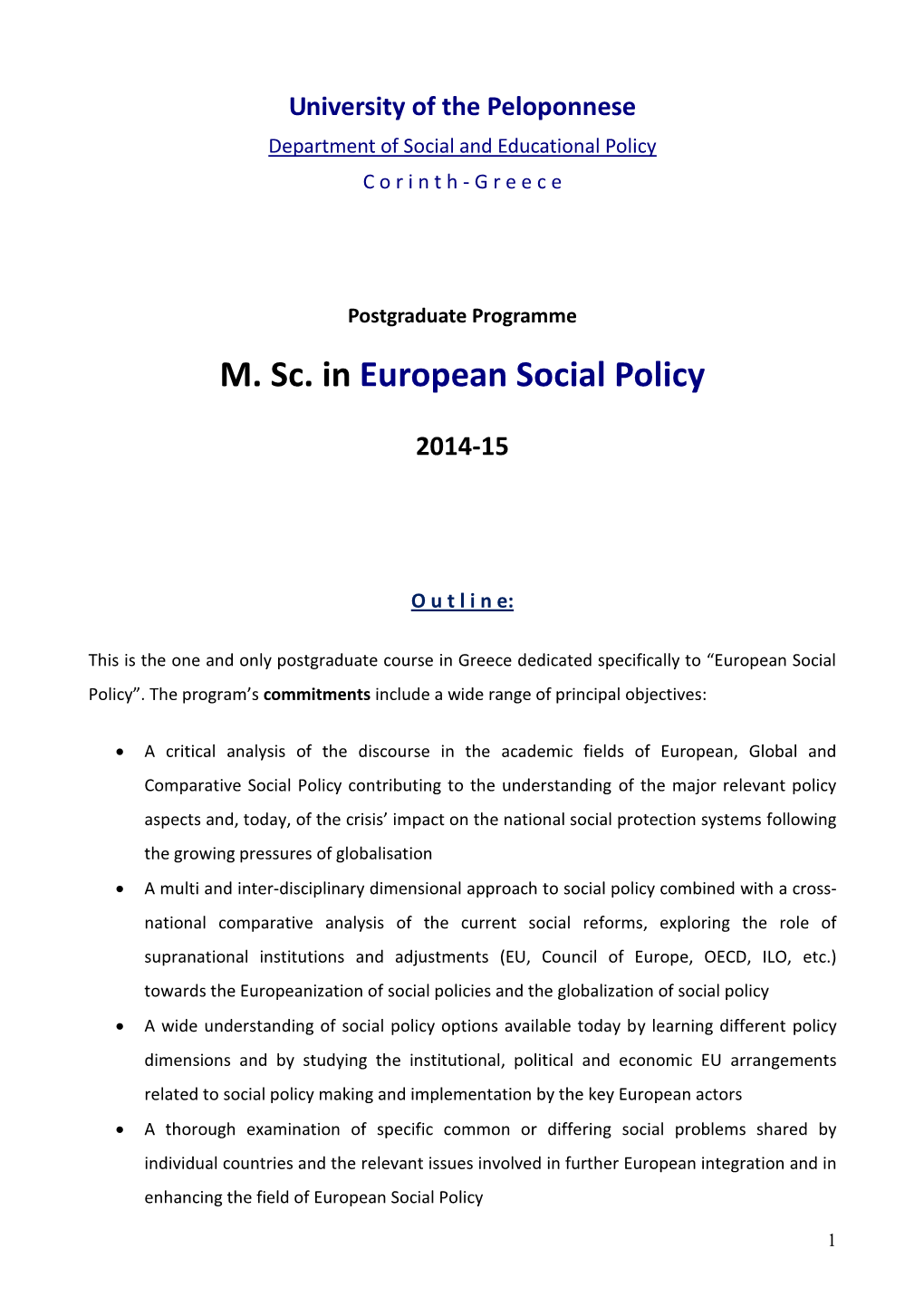 Comparative Social Policy