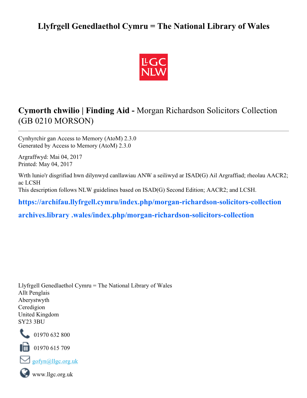 Morgan Richardson Solicitors Collection (GB 0210 MORSON)