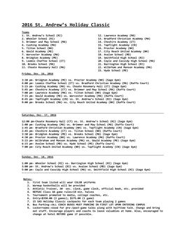 2016 St. Andrew's Holiday Classic