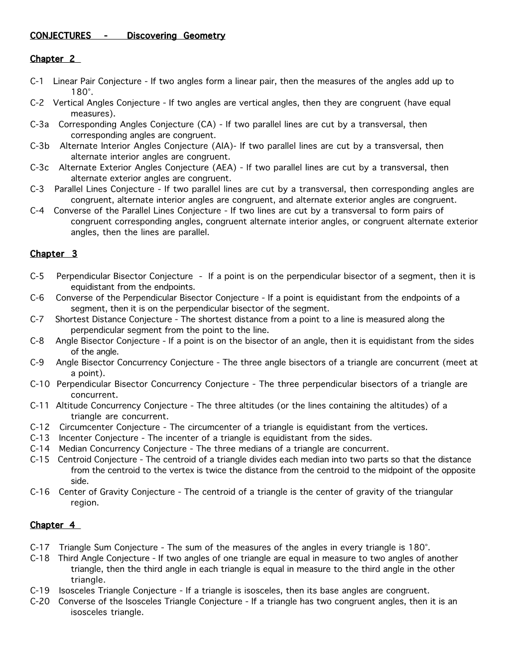 CONJECTURES - Discovering Geometry