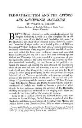 Pre-Raphaelitism and the Oxford and Cambridge Magazine by Walter K