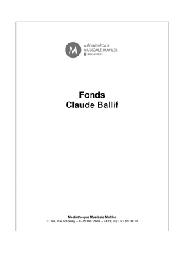 Fonds Claude Ballif