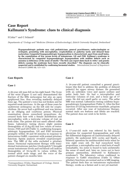 Case Report Kallmann's Syndrome: Clues to Clinical Diagnosis