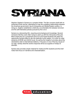 Syriana Study Guide