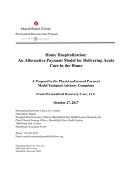 An Alternative Payment Model for Delivering Acute Care in the Home