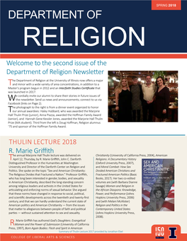 Spring 2018 Religion Department Newsletter