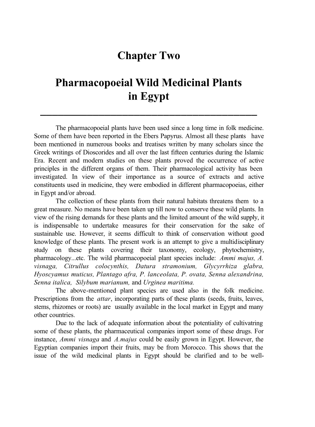 Chapter Two Pharmacopoeial Wild Medicinal Plants In