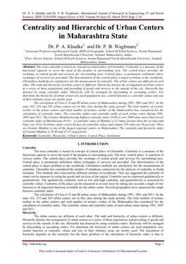 Dr. P. A. Khadke and Dr. P. B. Waghmare, International Journal Of