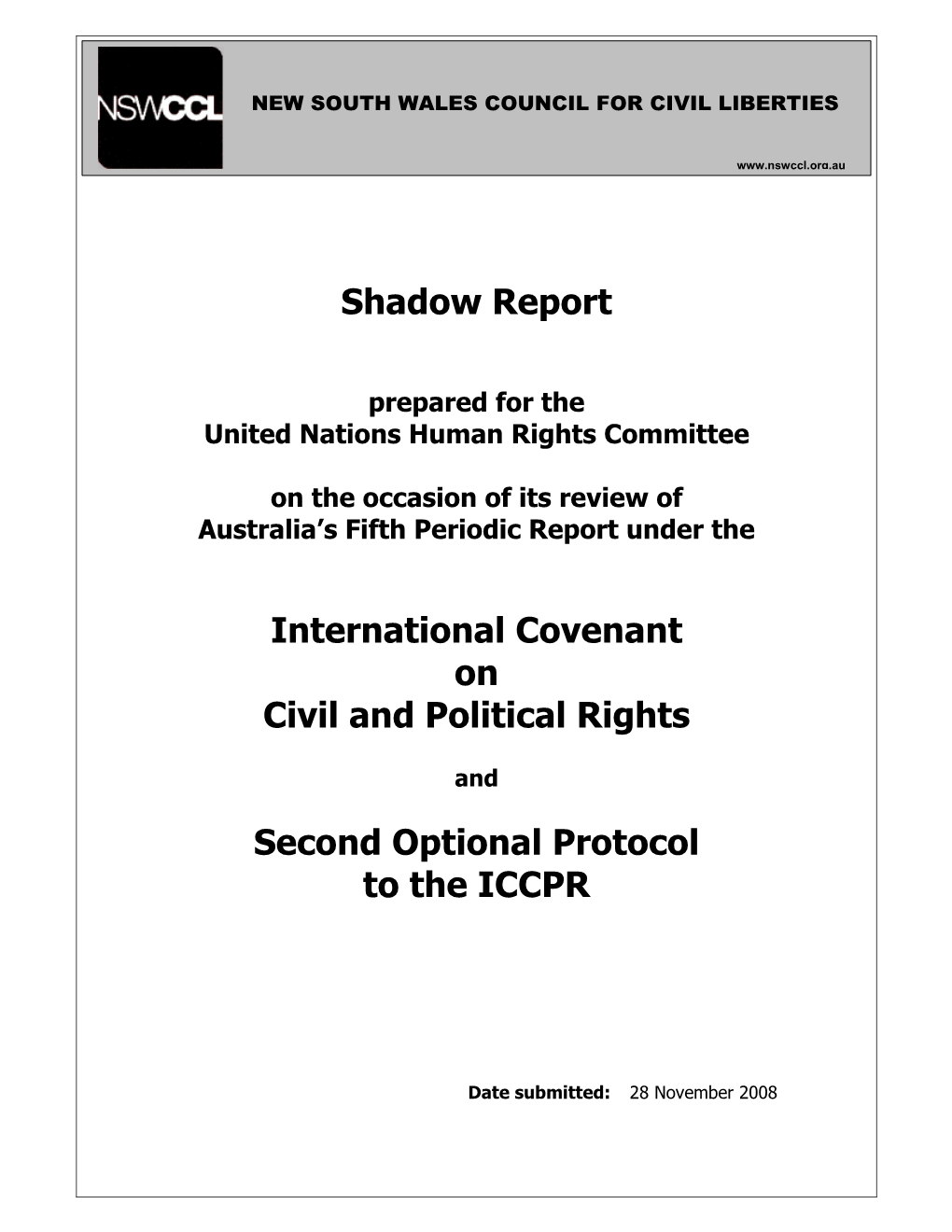 Shadow Report International Covenant on Civil and Political