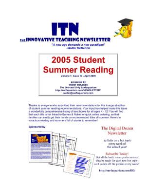 The Innovative Teaching Newsletter: Student Summer Reading 2005