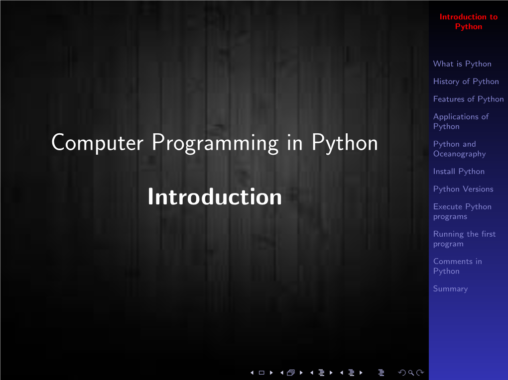 Redintroduction to Python