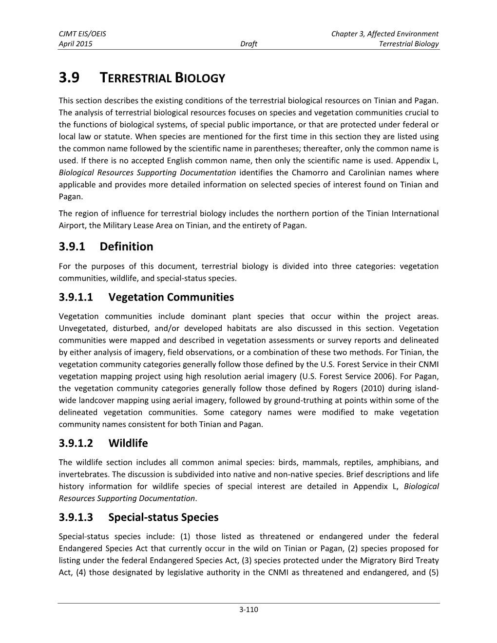 Section 3.9 — Terrestrial Biology